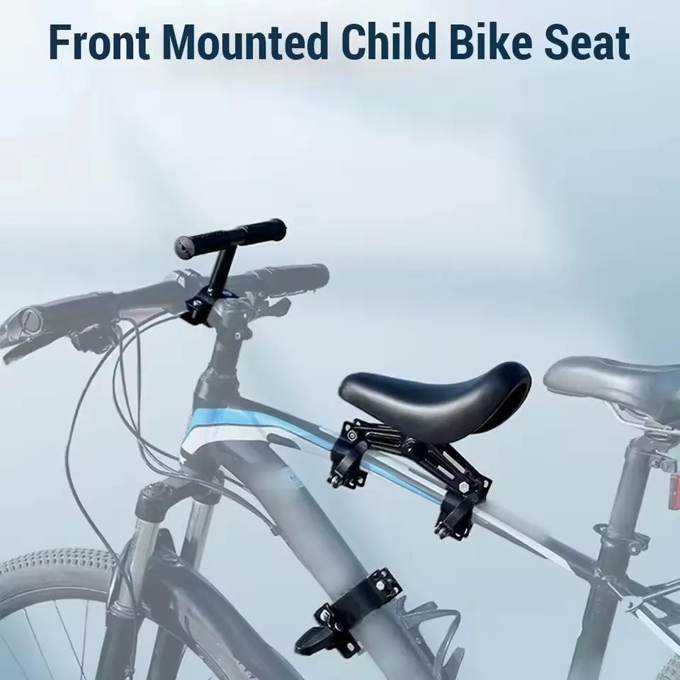 Front Mounted Child Bike Seat with Guardrail & Foot Pedals – Safe Toddler Bicycle Seat for Kids 1-5 Years, 66 lbs Capacity, Fits Most Mountain & City Bikes