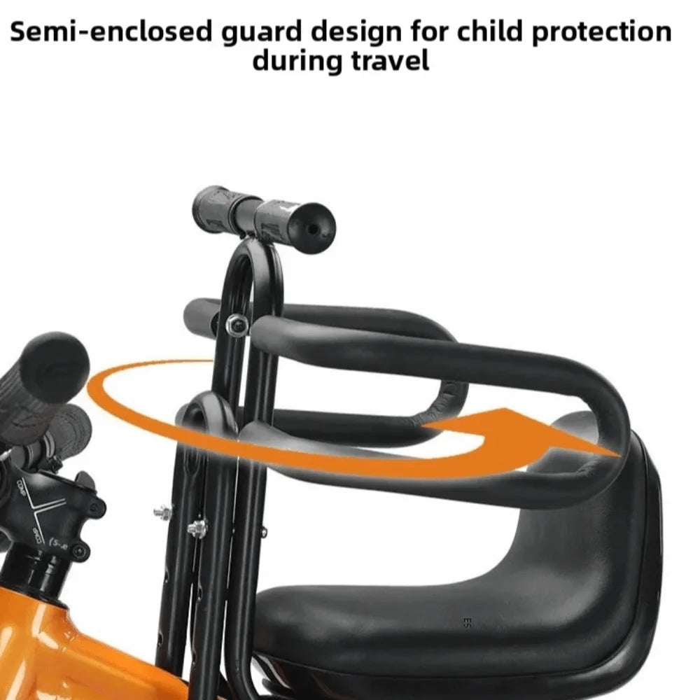 Front-Mounted Child Bicycle Seat Pedals Padded Front Child Seat for MTB Armrests Adjustable ‌Child Safety Seat Mountain Bikes