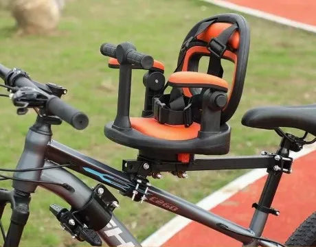 Children Front Bicycle Seat, Mountain Bike Baby Seat, Seat 360° Swivel, Quick Release, with Footrest, Armrests, Grid, Belt