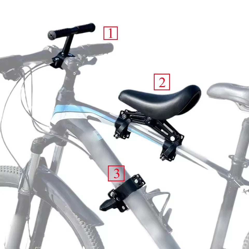 Front Mounted Child Bike Seat with Guardrail & Foot Pedals – Safe Toddler Bicycle Seat for Kids 1-5 Years, 66 lbs Capacity, Fits Most Mountain & City Bikes