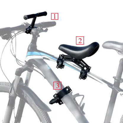 Front Mounted Child Bike Seat with Guardrail & Foot Pedals – Safe Toddler Bicycle Seat for Kids 1-5 Years, 66 lbs Capacity, Fits Most Mountain & City Bikes