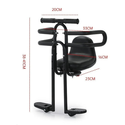 Front-Mounted Child Bicycle Seat Pedals Padded Front Child Seat for MTB Armrests Adjustable ‌Child Safety Seat Mountain Bikes