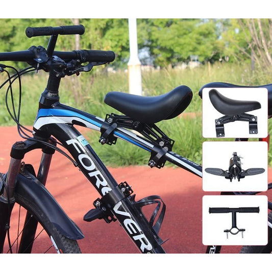 Front Mounted Child Bike Seat with Guardrail & Foot Pedals – Safe Toddler Bicycle Seat for Kids 1-5 Years, 66 lbs Capacity, Fits Most Mountain & City Bikes