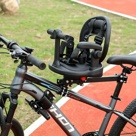 Children Front Bicycle Seat, Mountain Bike Baby Seat, Seat 360° Swivel, Quick Release, with Footrest, Armrests, Grid, Belt